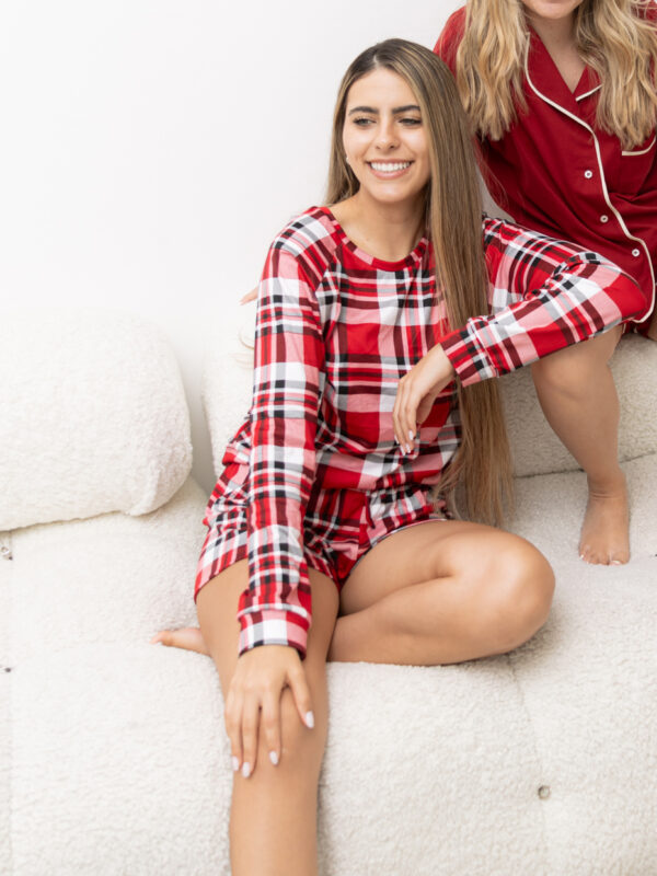 Pijama clásica cuadros Blancos y Rojos