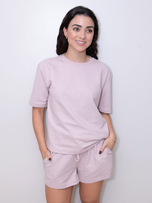 Comfy set short y camisa Manga Corta Lilac