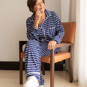 Pijama botones pima rayas azules y blancas